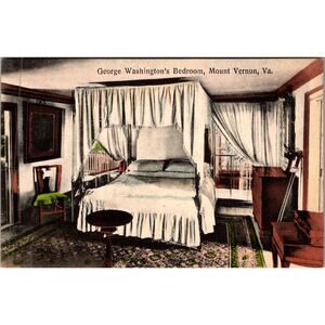 George Washington's Bedroom Mount Vernon VA Vintage Postcard SP17-24